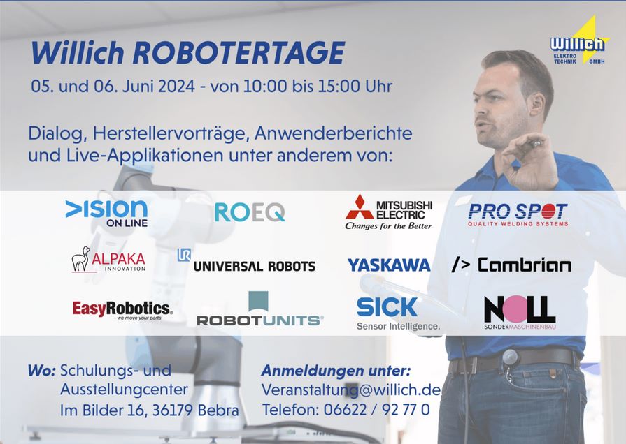 Treffen Sie uns 05. und 06. Juni auf den Robotertagen der Willich Elektronik GmbH